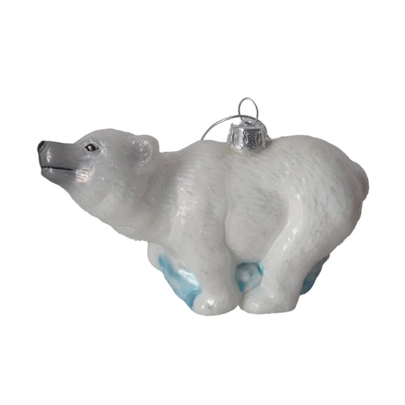 2 Christmas Glass Ornaments Kurt Adler Fire Truck Dog & Polar Bear - Picture 3 of 6